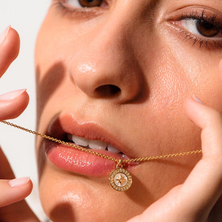 North Star Polaris Compass Pendant - Mother of Pearl | Yellow Gold Vermeil | Astley Clarke London