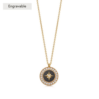 Gold Polaris Black Onyx Locket Necklace