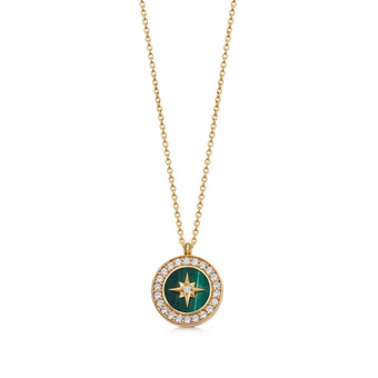 Gold Polaris Malachite Locket Necklace