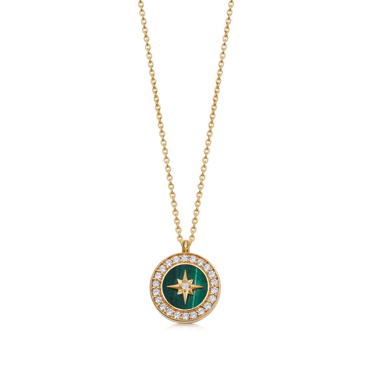 Gold Polaris Malachite Locket Necklace