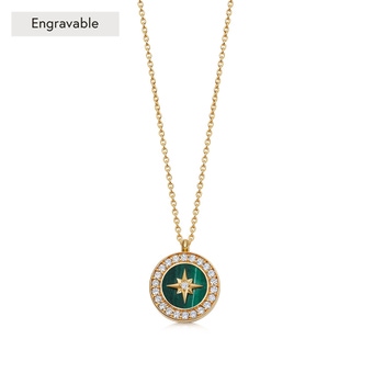 Gold Polaris Malachite Locket Necklace