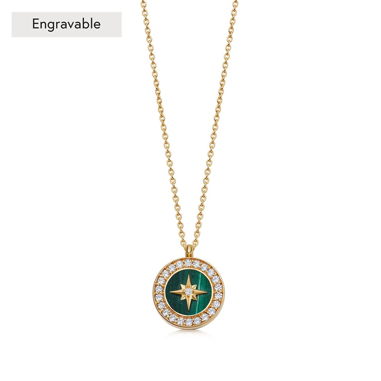 Gold Polaris Malachite Locket Necklace