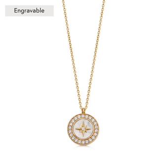 Gold Polaris Mother of Pearl Locket Necklace