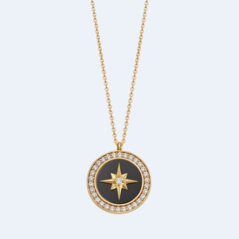 Gold Large Polaris Black Onyx Locket Necklace