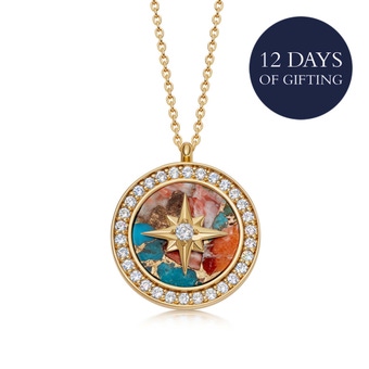 Gold Large Polaris Copper Turqouise Locket Necklace