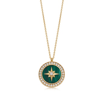 Gold Large Polaris Malachite Locket Necklace