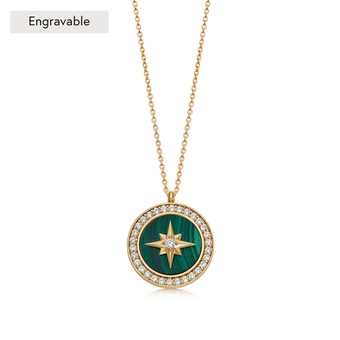 Gold Large Polaris Malachite Locket Necklace