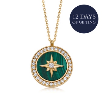Gold Large Polaris Malachite Locket Necklace
