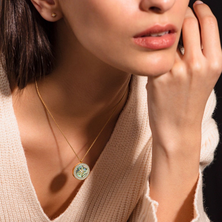 Large Polaris Abalone Locket Necklace in Yellow Gold Vermeil | Yellow Gold Vermeil | Astley Clarke London