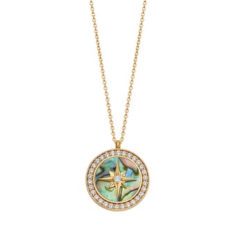 Large Polaris Abalone Locket Necklace in yellow gold vermeil