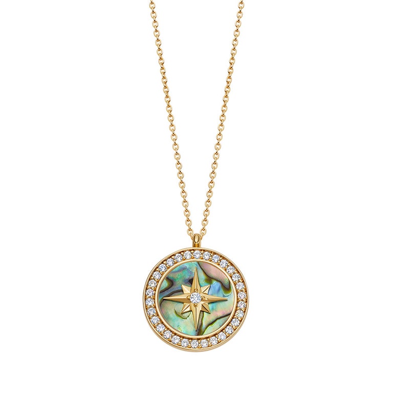 Large Polaris Abalone Locket Necklace in yellow gold vermeil