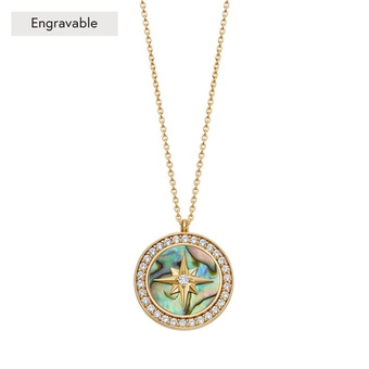 Gold Large Polaris Abalone Locket Necklace