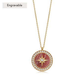 Gold Large Polaris Rhodochrosite Locket Necklace