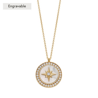 Gold Large Polaris Mother of Pearl Locket Necklace