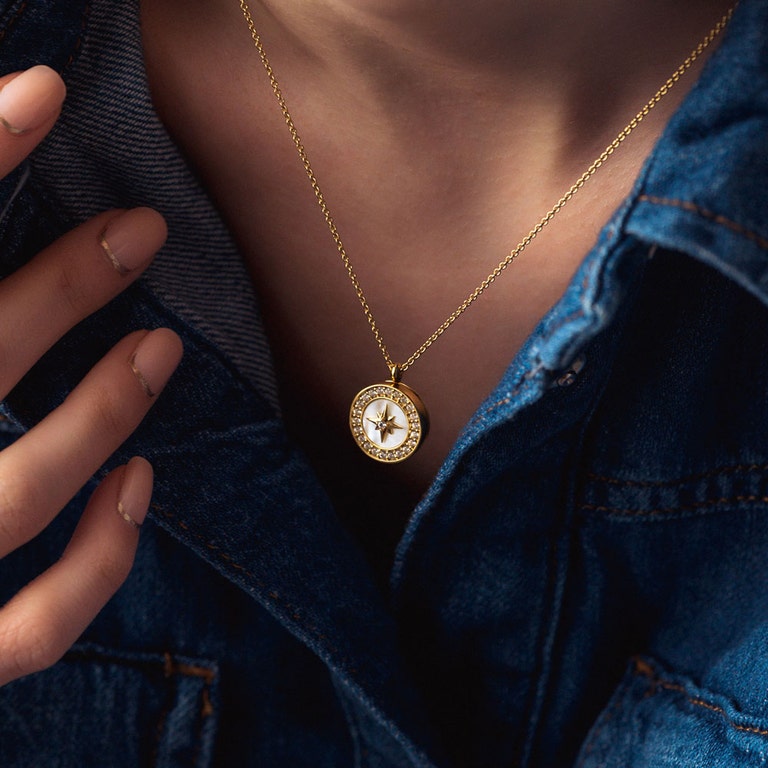 Polaris Mother of Pearl Locket in Yellow Gold Vermeil | Yellow Gold Vermeil | Astley Clarke London