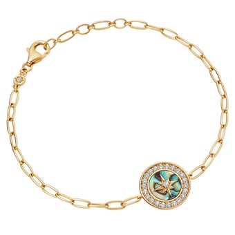 Gold Polaris Abalone Compass Bracelet 