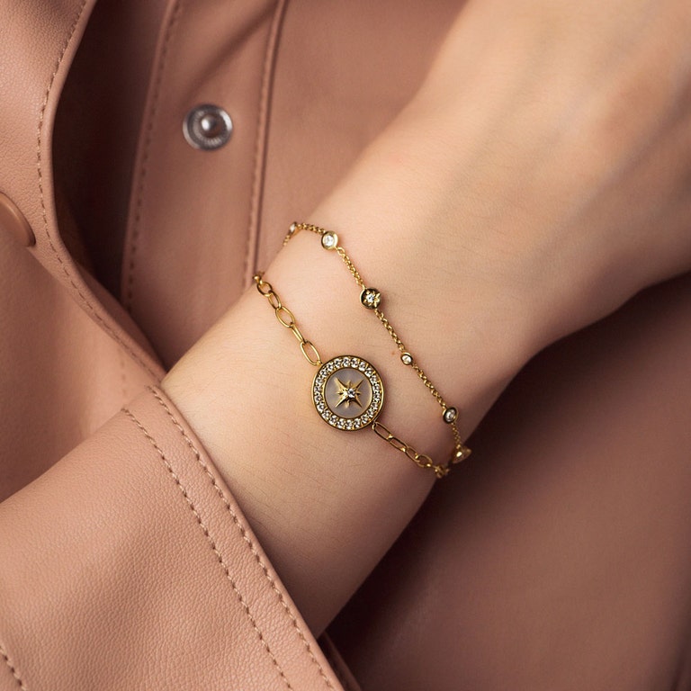 Polaris Mother of Pearl Compass Bracelet in Yellow Gold Vermeil | Yellow Gold Vermeil | Astley Clarke London