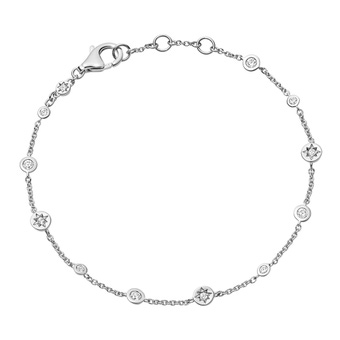 Silver Polaris North Star White Sapphire Station Bracelet