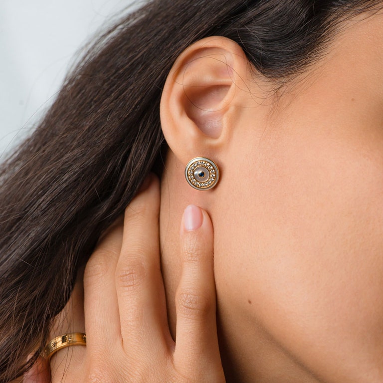 Circulus Mother of Pearl Studs | 18 Ct Yellow Gold Vermeil | Astley Clarke London