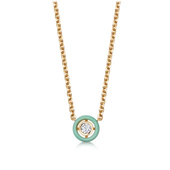 Gold Cirque Green Enamel Necklace