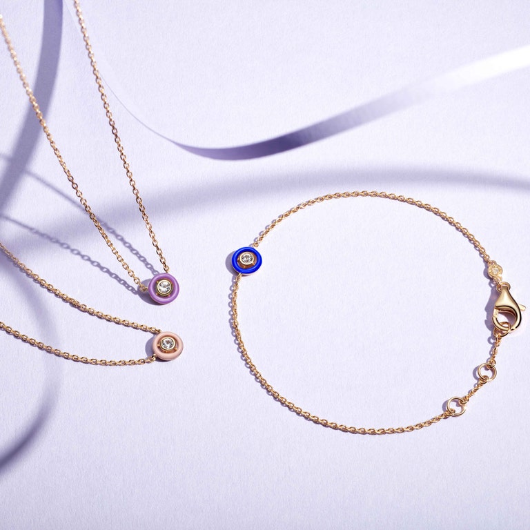 Gold Cirque Blue Enamel Bracelet