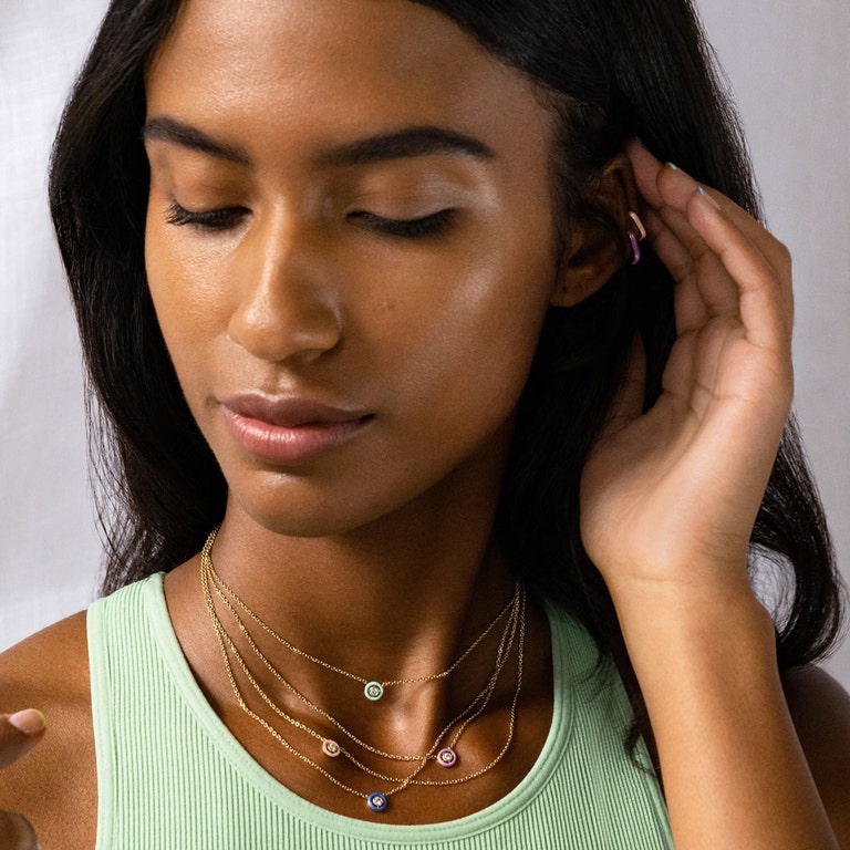 Cirque Necklace Pink Enamel | 18 Ct Yellow Gold Vermeil