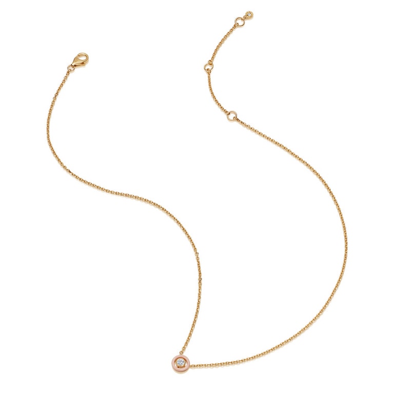 Gold Cirque Pink Enamel Necklace