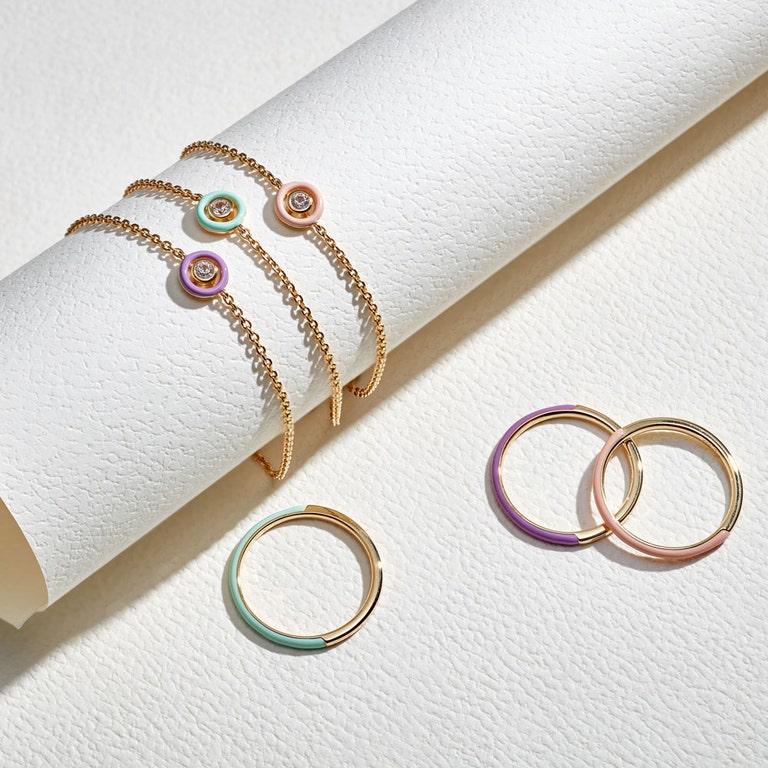 Cirque Bracelet Pink Enamel | 18 Ct Yellow Gold Vermeil