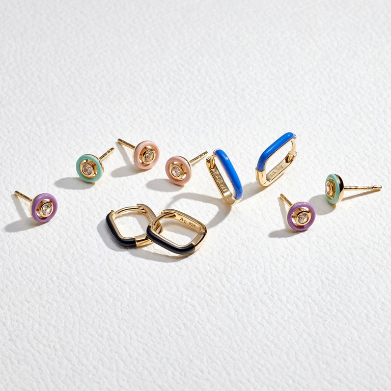 Cirque Earrings Green Enamel | 18 Ct Yellow Gold Vermeil