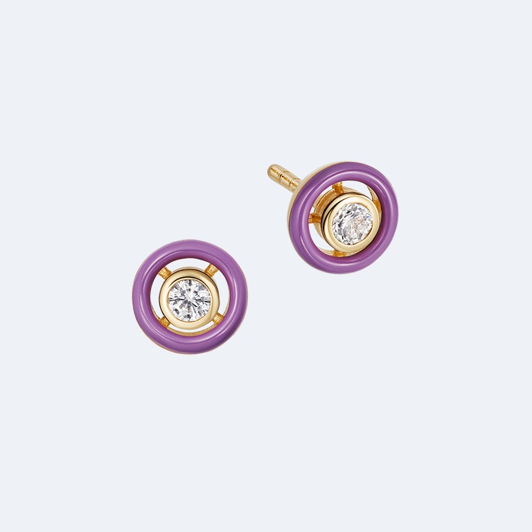 Cirque Earrings Purple Enamel | 18 Ct Yellow Gold Vermeil