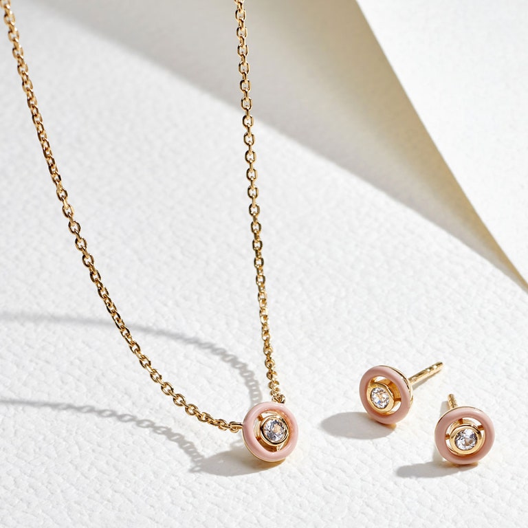 Cirque Necklace Pink Enamel | 18 Ct Yellow Gold Vermeil