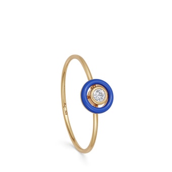 gold cirque blue enamel ring