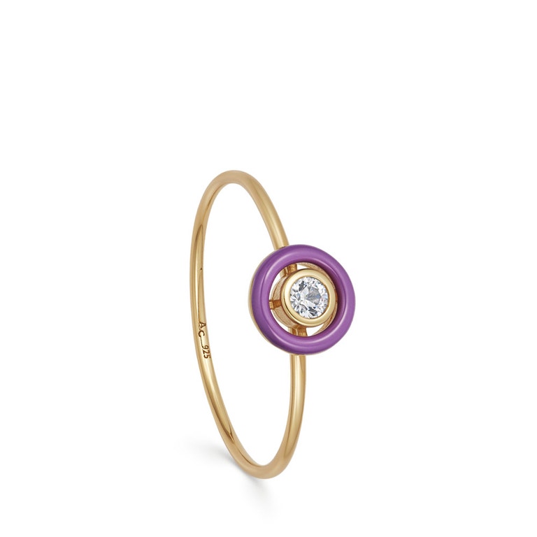 Gold Cirque Purple Enamel Ring