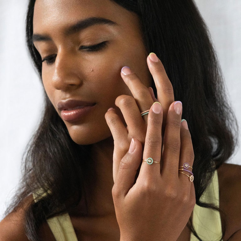 Cirque Ring Green Enamel | 18 Ct Yellow Gold Vermeil