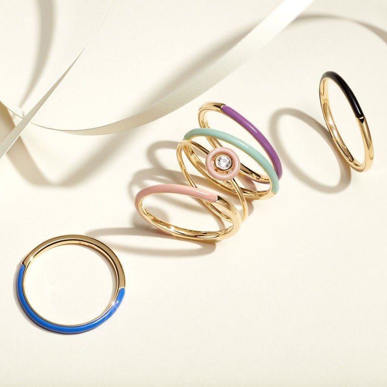 Half Eternity Ring Blue Enamel | 18 Ct Yellow Gold Vermeil