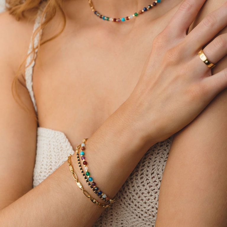 Gold Biography Orbit Rainbow Bracelet