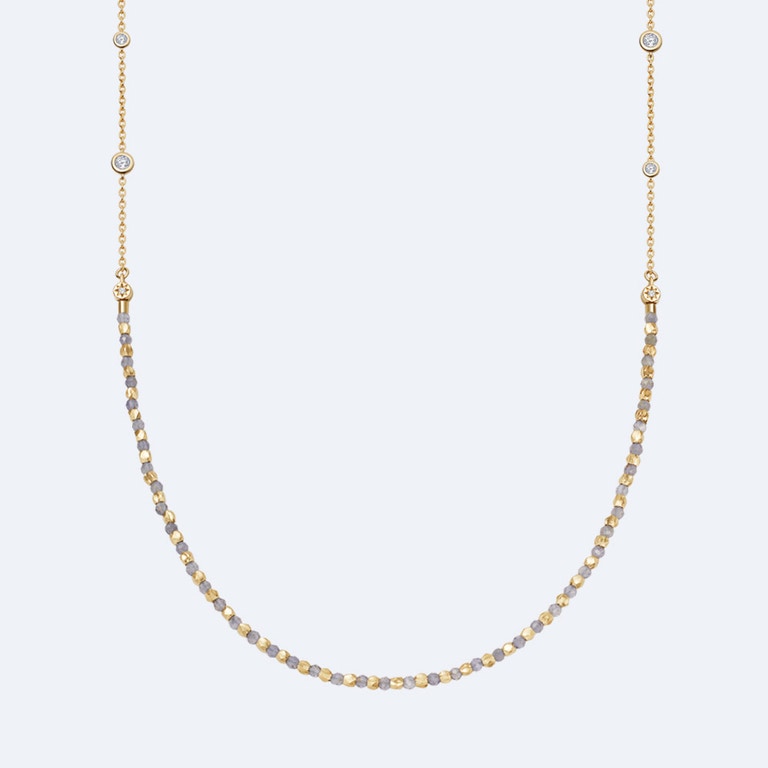 North Star and Mini Biography Iolite Necklace in Yellow Gold Vermeil