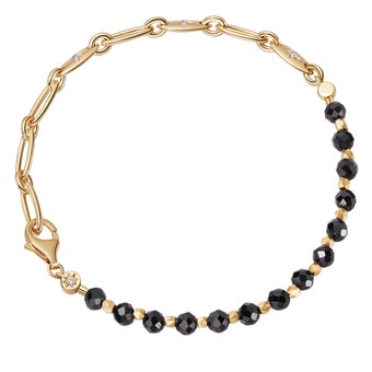 Orbit and Biography Black Spinel Star Set Bracelet in Yellow Gold Vermeil | Astley Clarke