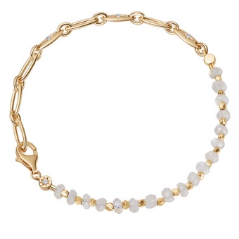 Orbit and Biography Rainbow Moonstone Bracelet Gold