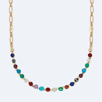 Orbit and Biography Rainbow Star Set Necklace in Yellow Gold Vermeil