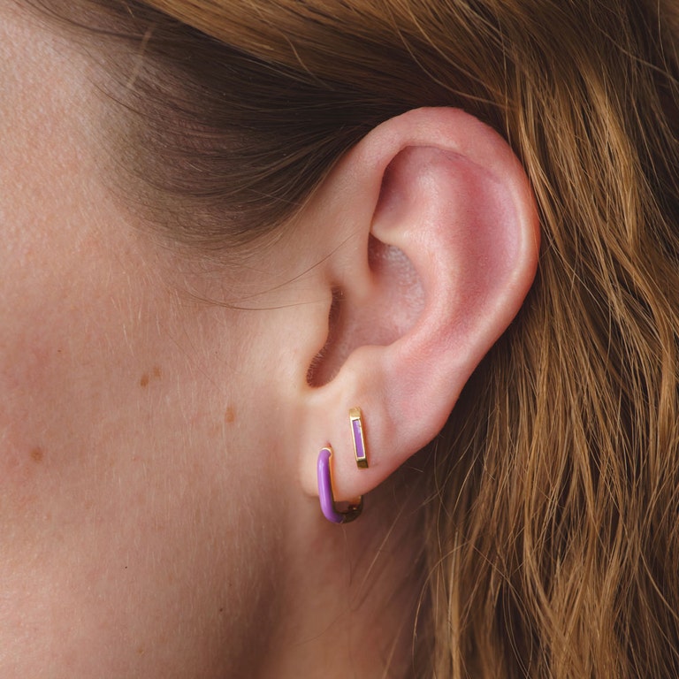 Aubar Stud Earrings Purple Enamel