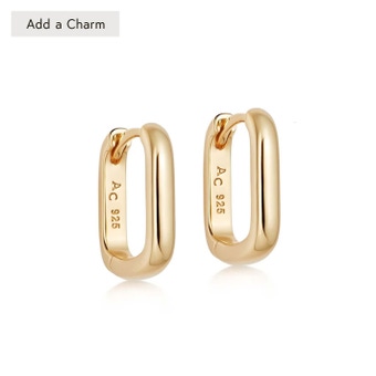 Gold Celestial Small Oblong Huggie Earrings
