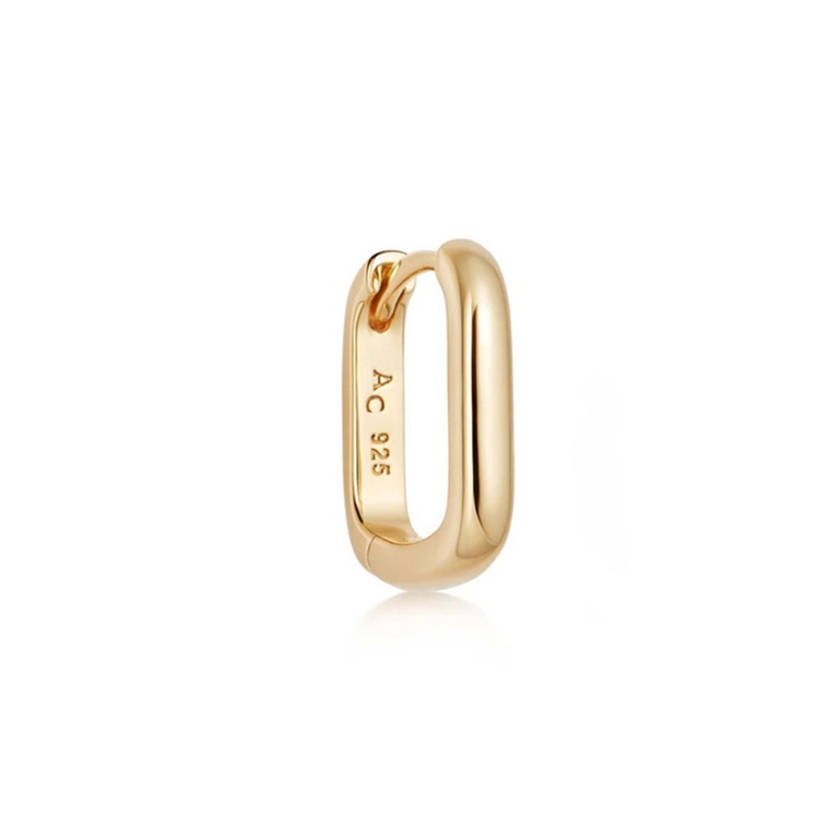 Single Small Oblong Huggie Hoop Earring - Yellow