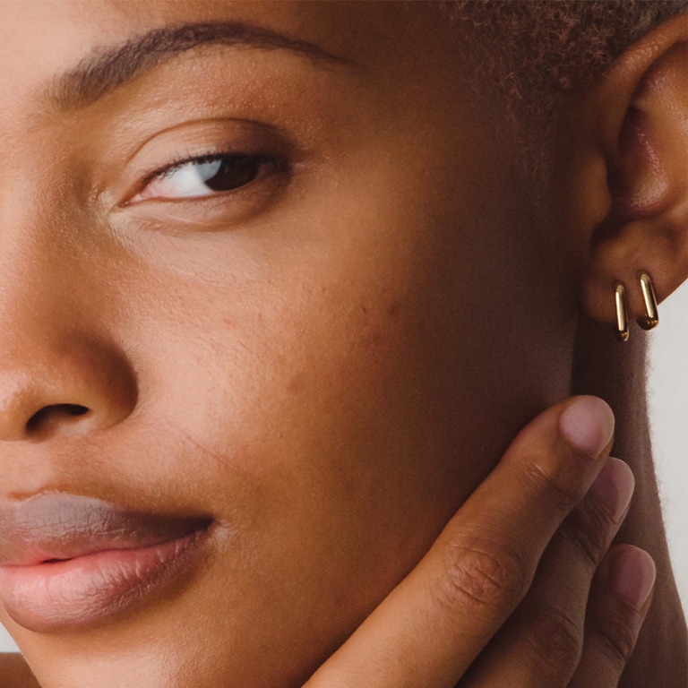 Single Small Oblong Huggie Hoop Earring - Yellow