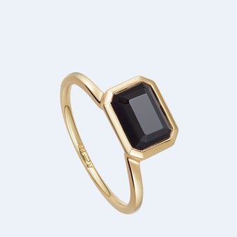 Emerald Slice Black Onyx Ring-J      (UK)    |       5     (US)