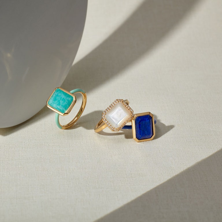 Ottima Lapis Slice Enamel Ring in Yellow Gold Vermeil | Astley Clarke