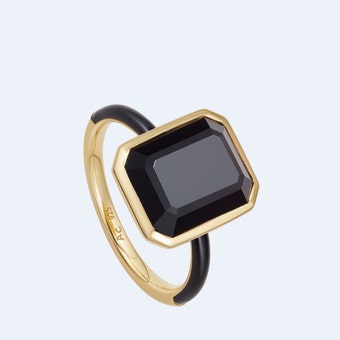 Emerald Slice Black Onyx Portrait Ring-J      (UK)    |       5     (US)