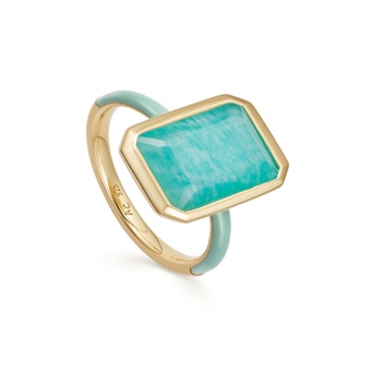 Gold Ottima Amazonite Slice Enamel Ring 