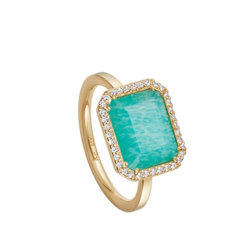 Ottima Amazonite Slice Landscape Ring in Yellow Gold Vermeil | Astley Clarke