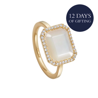 Gold Ottima Mother of Pearl Slice Landscape Ring 
